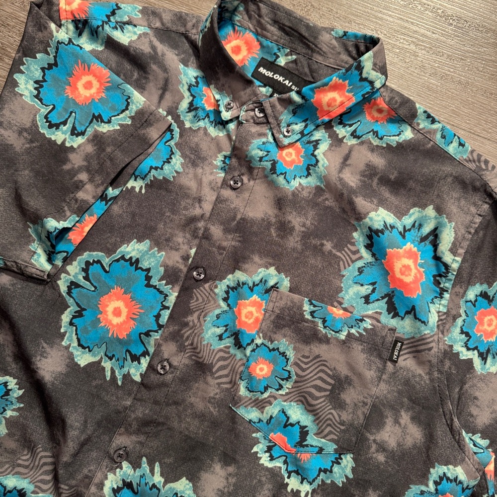 Molokai Surf Co Shirt Mens XL Floral Hawaiian Aloha Tropical Beachwear Vacation